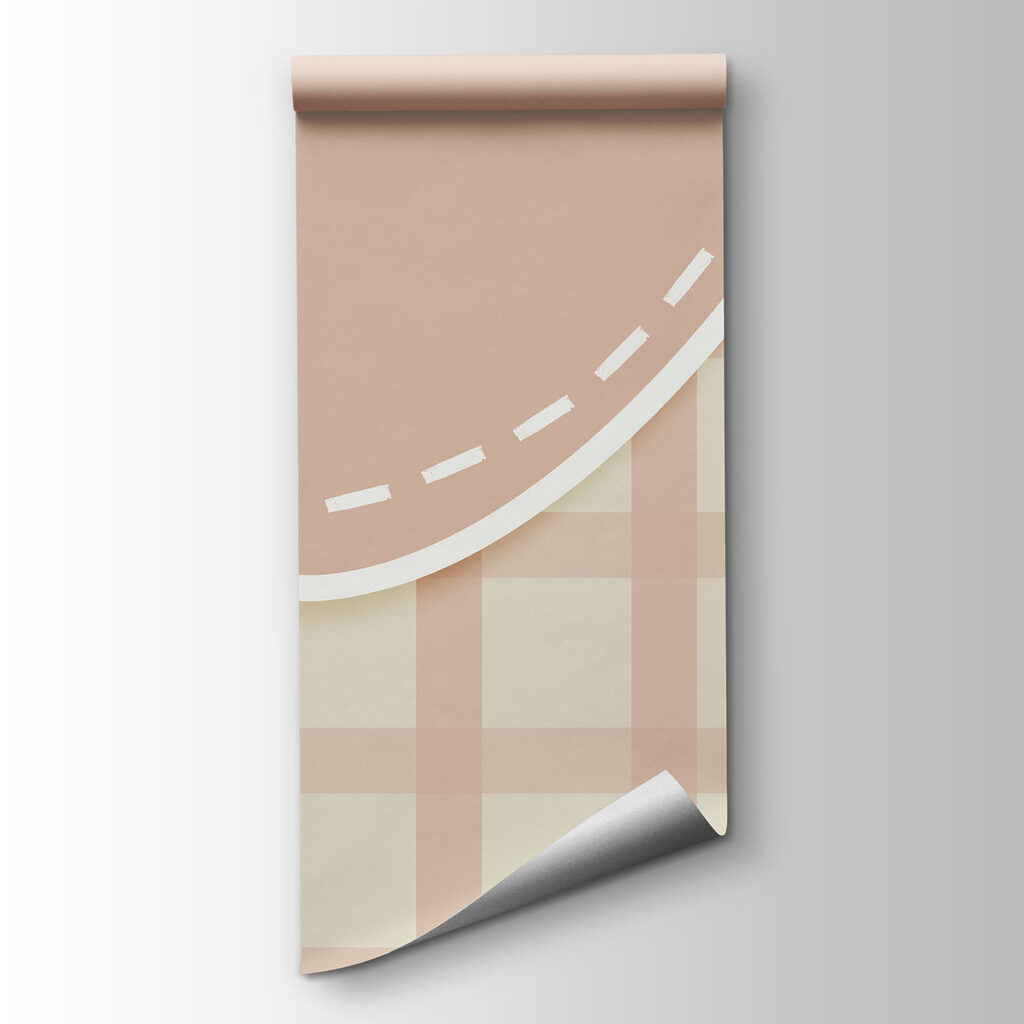 Pink and white grid with a white line