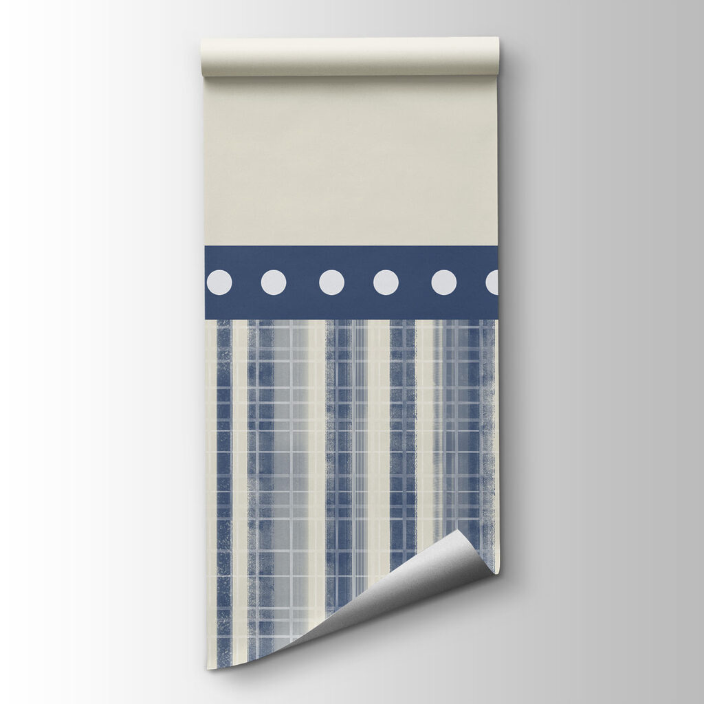 Strip of blue and white fabric