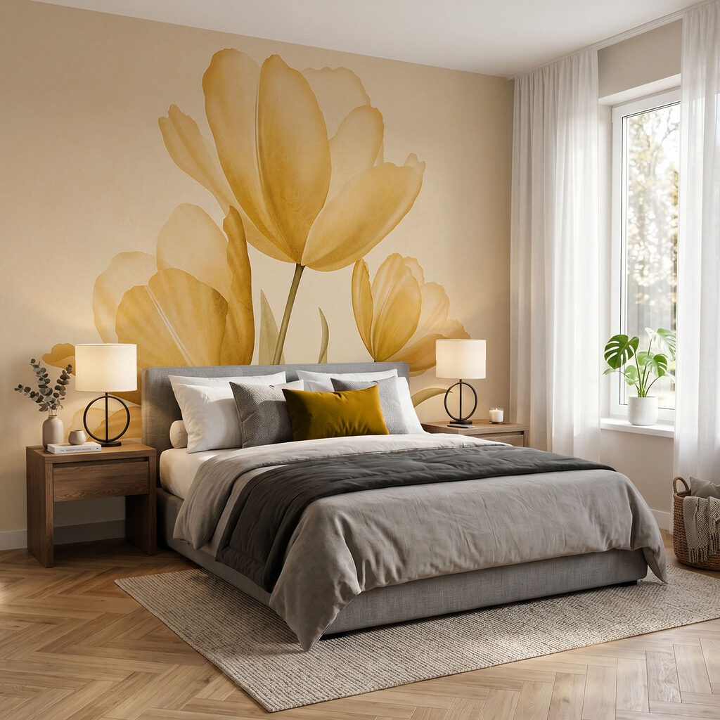 Flores amarelas com folhas verdes