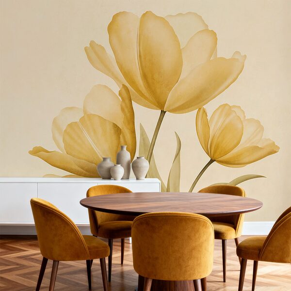 Flores amarelas com folhas verdes