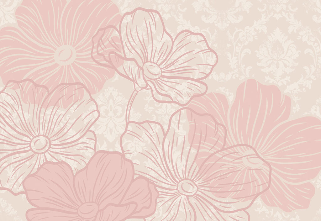 Pink flowers on a white background