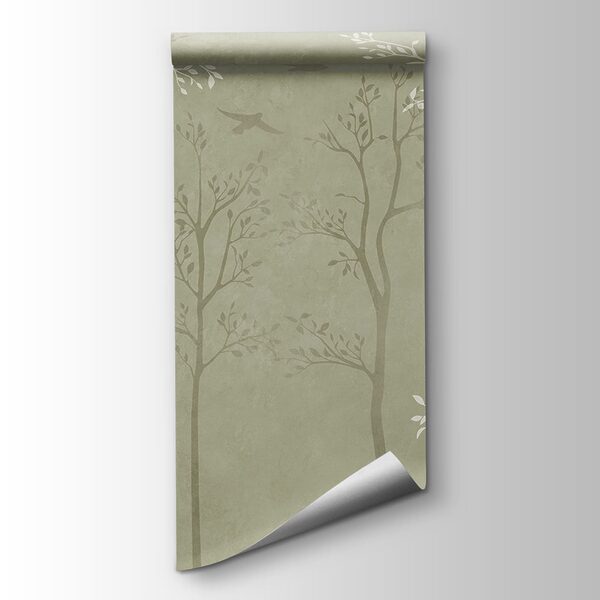 Wallpaper with trees and birds