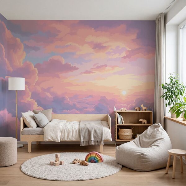 Nuvens cor-de-rosa e o sol