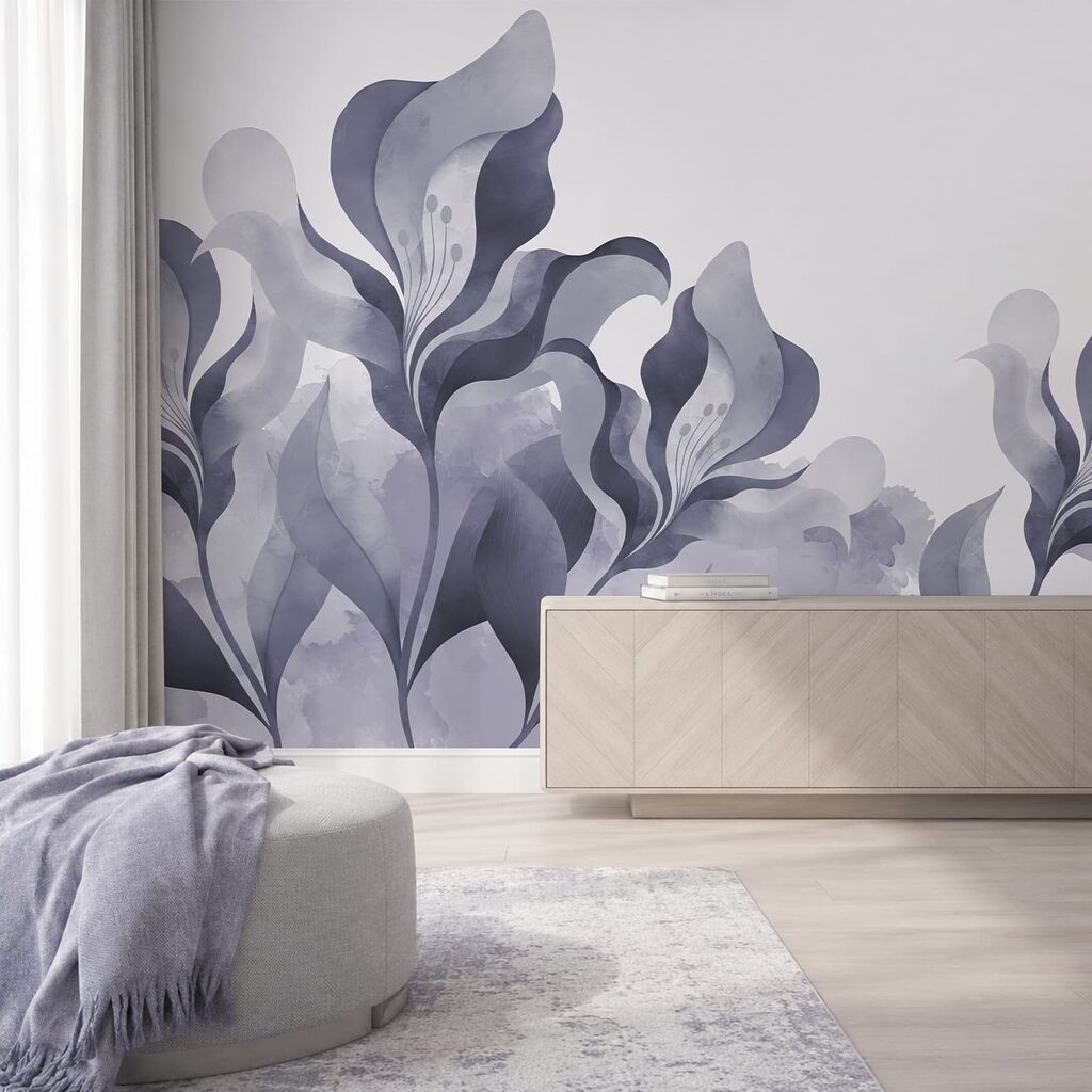 Desenho floral abstrato e elegante em cinzento
