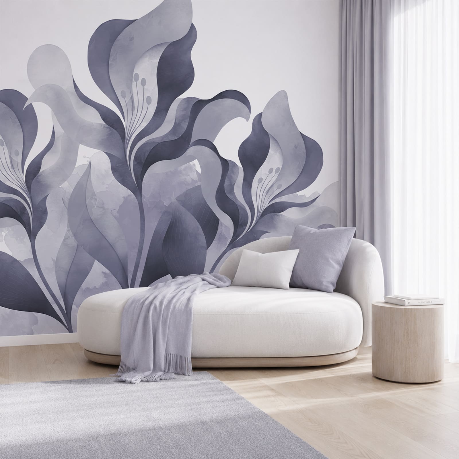 Desenho floral abstrato e elegante em cinzento