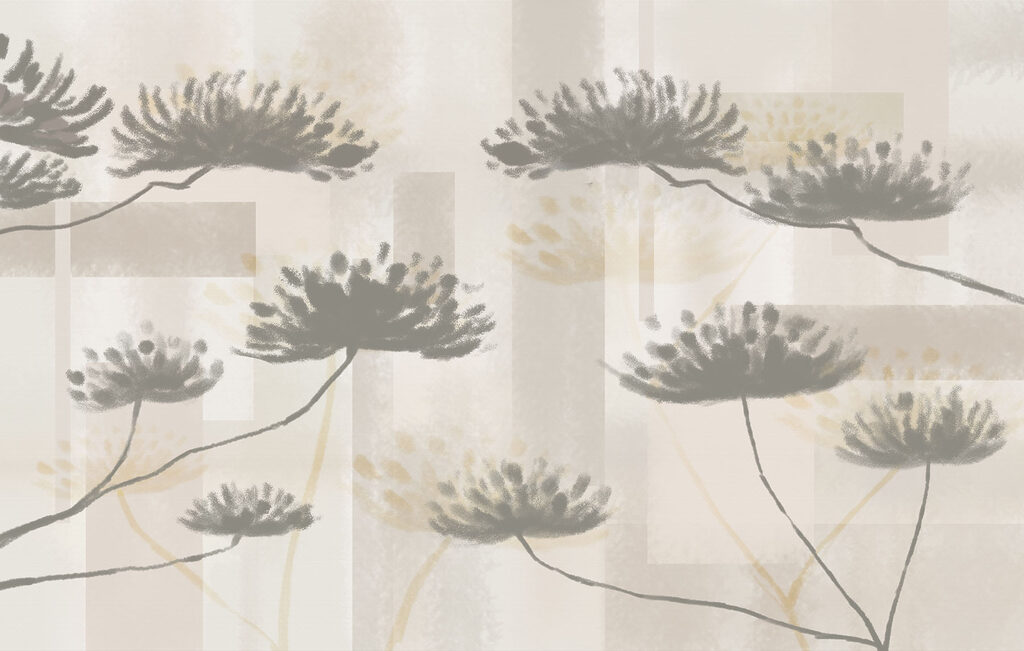 - Delicate florals on a soft background