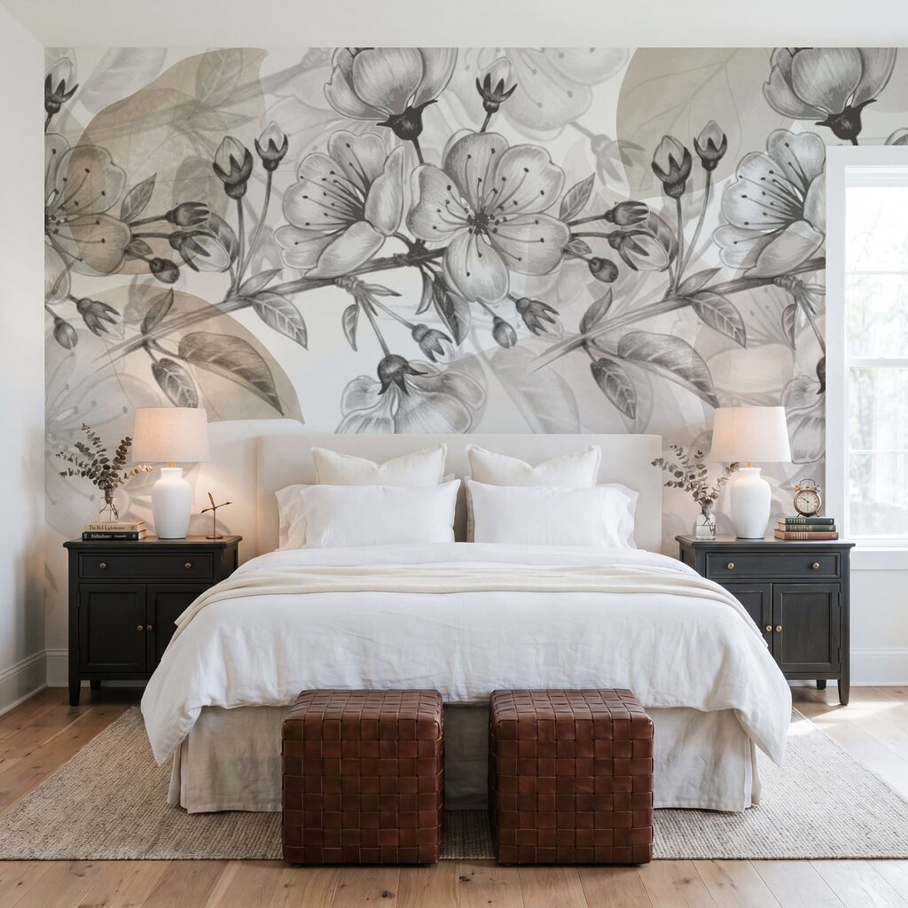 Desenho de um ramo com flores