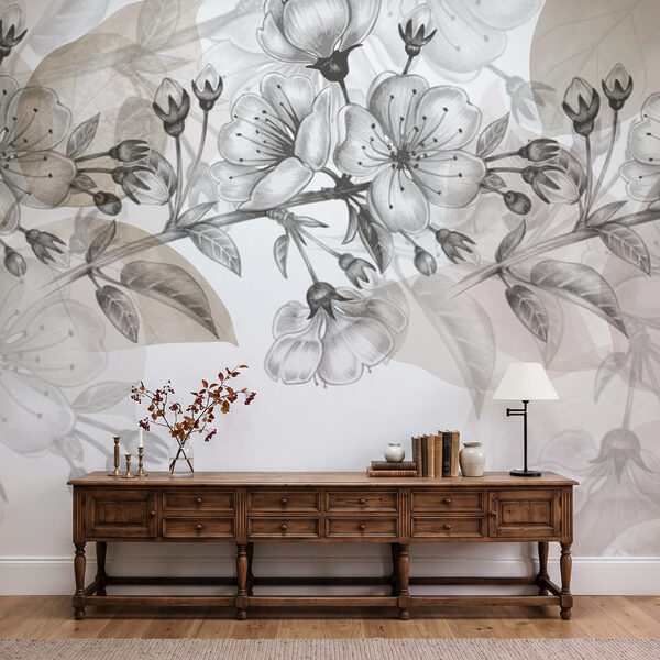 Desenho de um ramo com flores