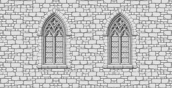 Stone wall with windows Stone wall with windows