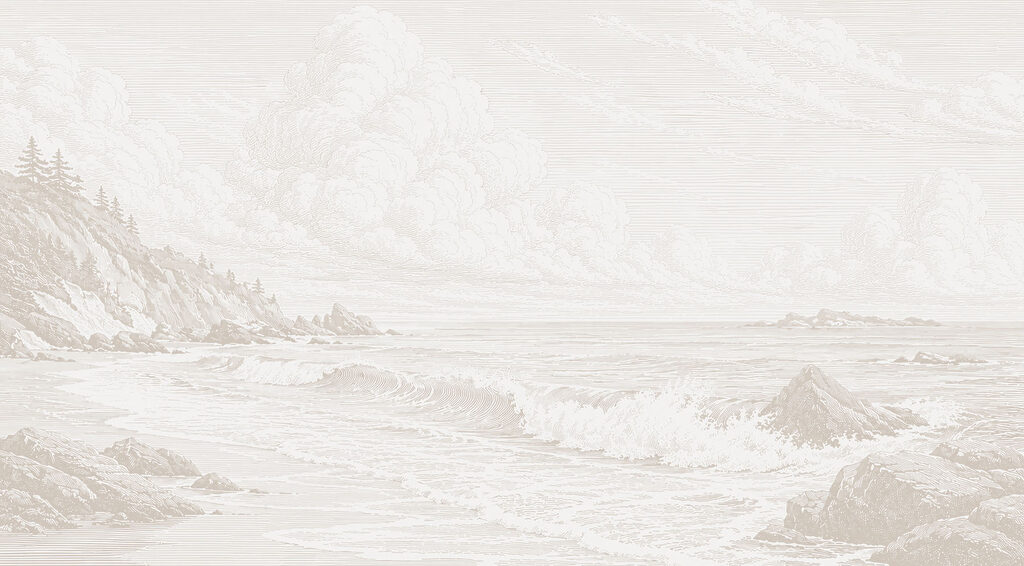 Drawing of a beach with waves