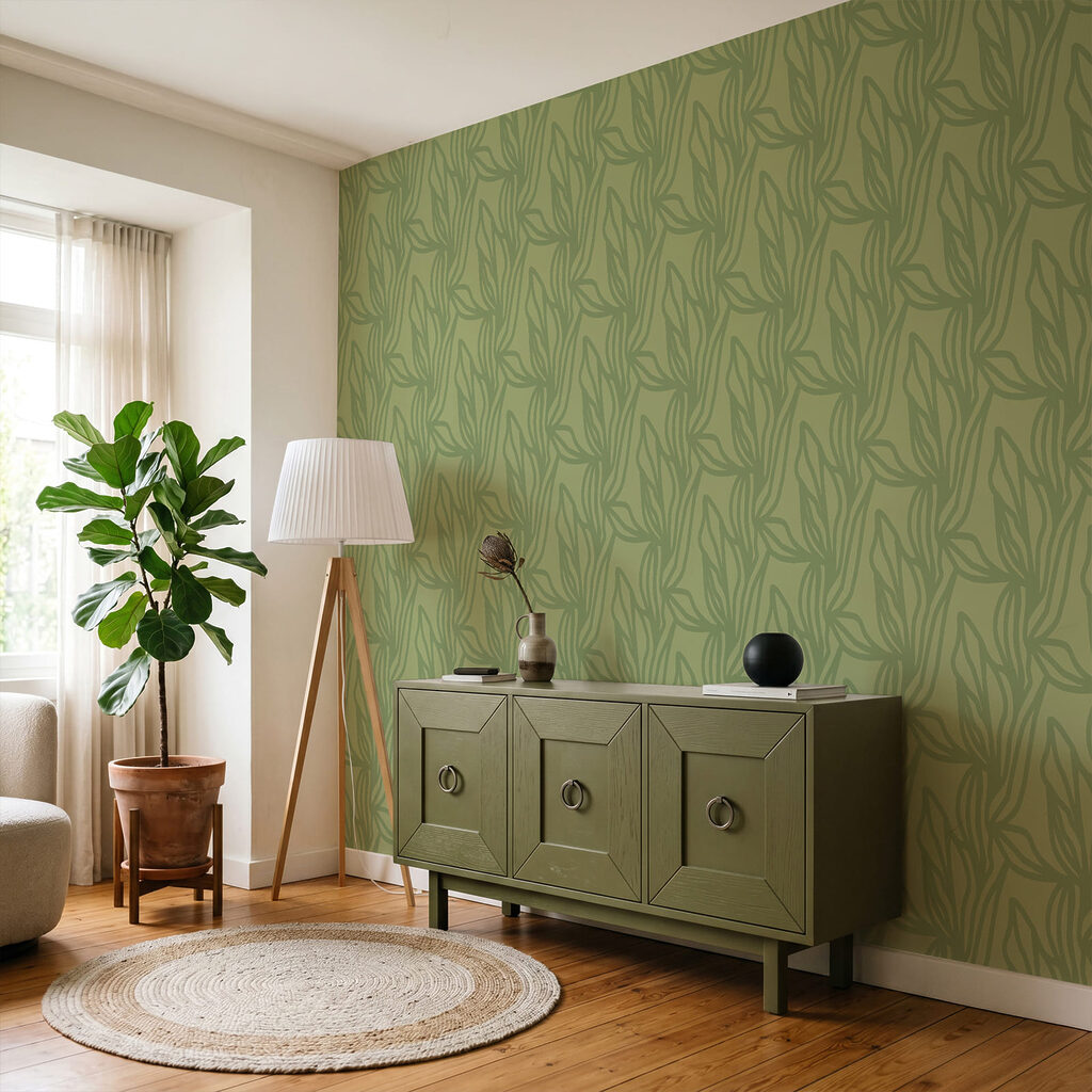 Padrão verde com folhas Padrão verde com folhas
