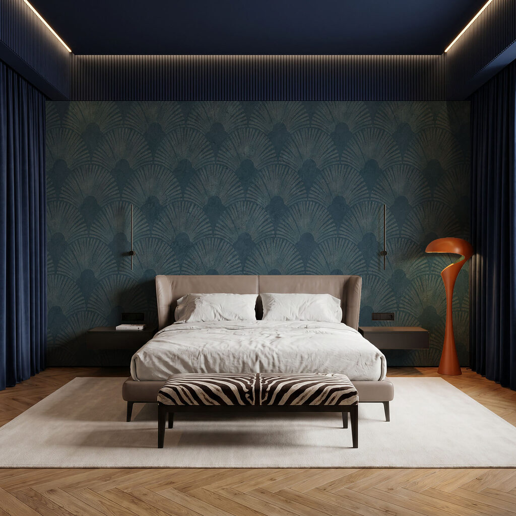 Papel de parede azul com um padrão Papel de parede azul com um padrão