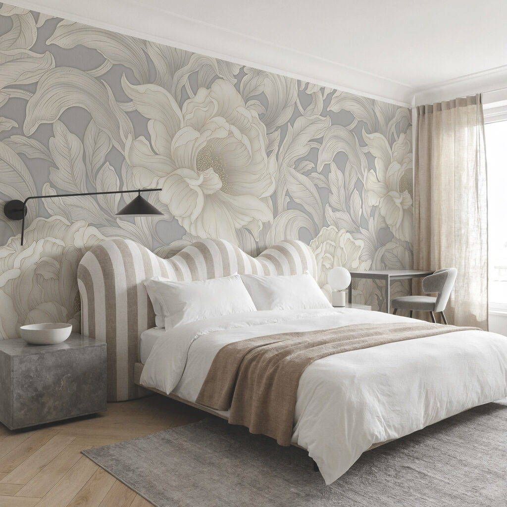 Papel de parede com flores e folhas Papel de parede com flores e folhas