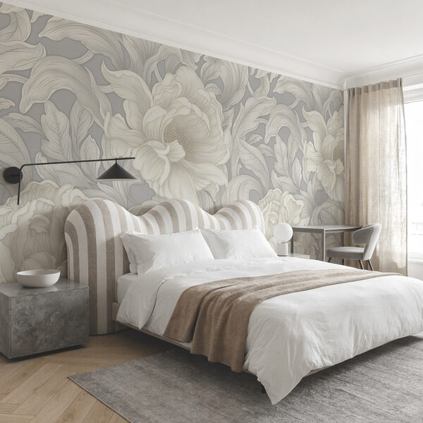Papel de parede com flores e folhas Papel de parede com flores e folhas