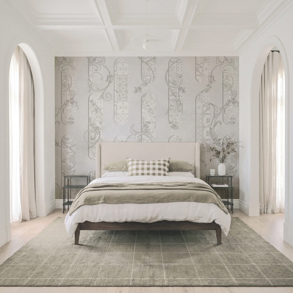 Papel de parede branco com motivos florais Papel de parede branco com motivos florais