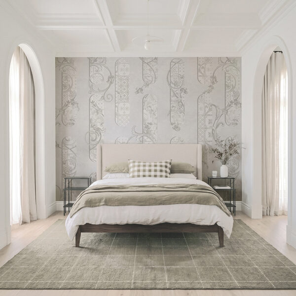 Papel de parede branco com motivos florais Papel de parede branco com motivos florais