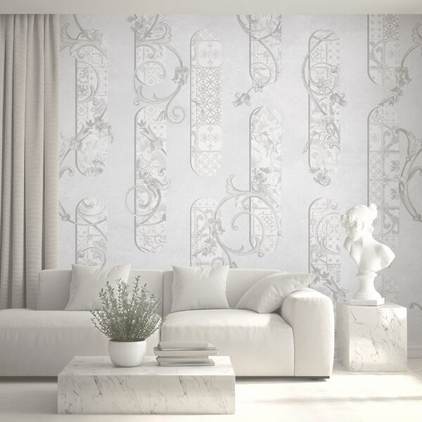 Papel de parede branco com motivos florais Papel de parede branco com motivos florais
