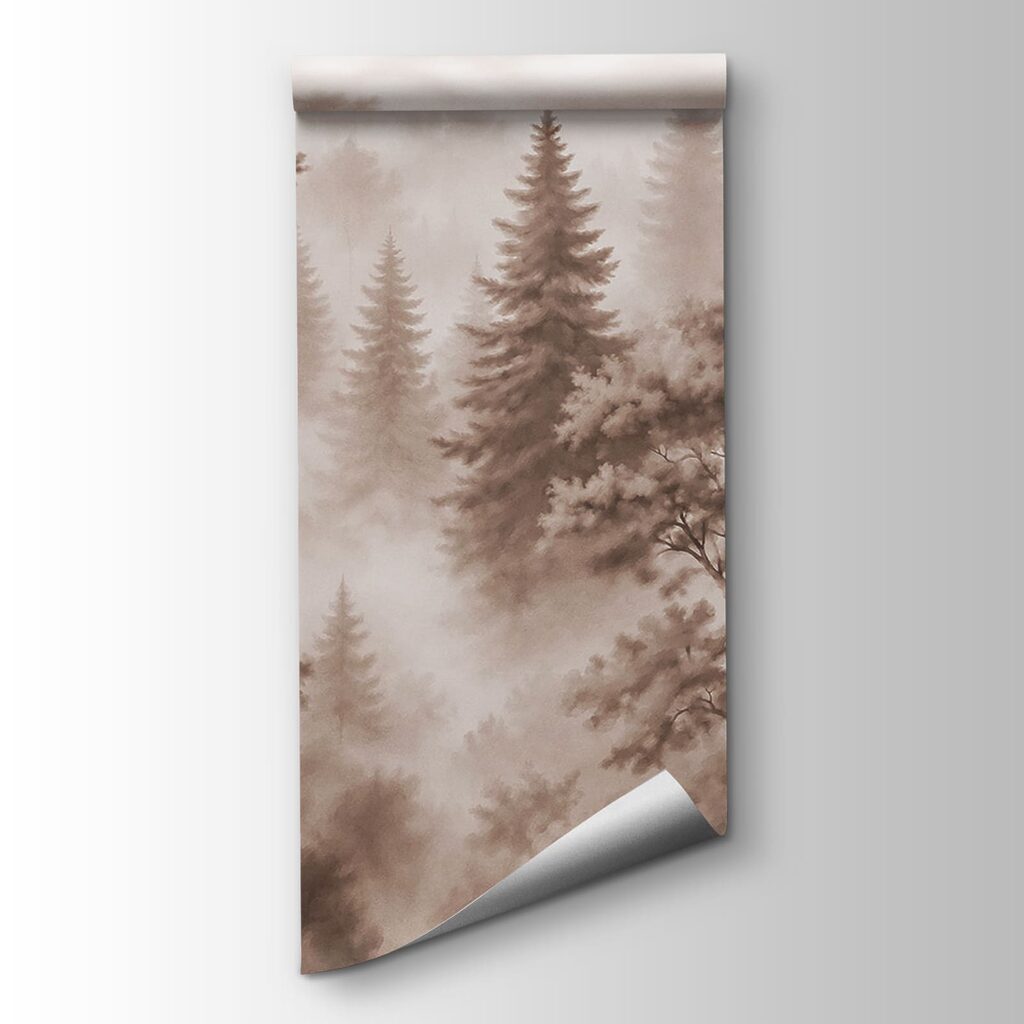 Foggy forest with trees