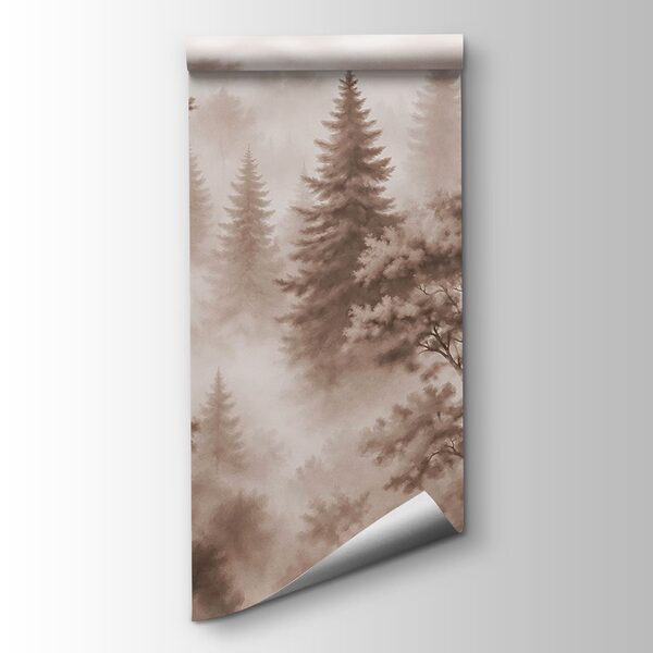 Foggy forest with trees