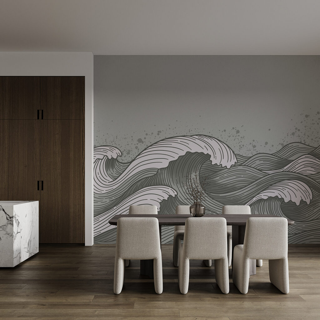 Desenho de ondas no mar