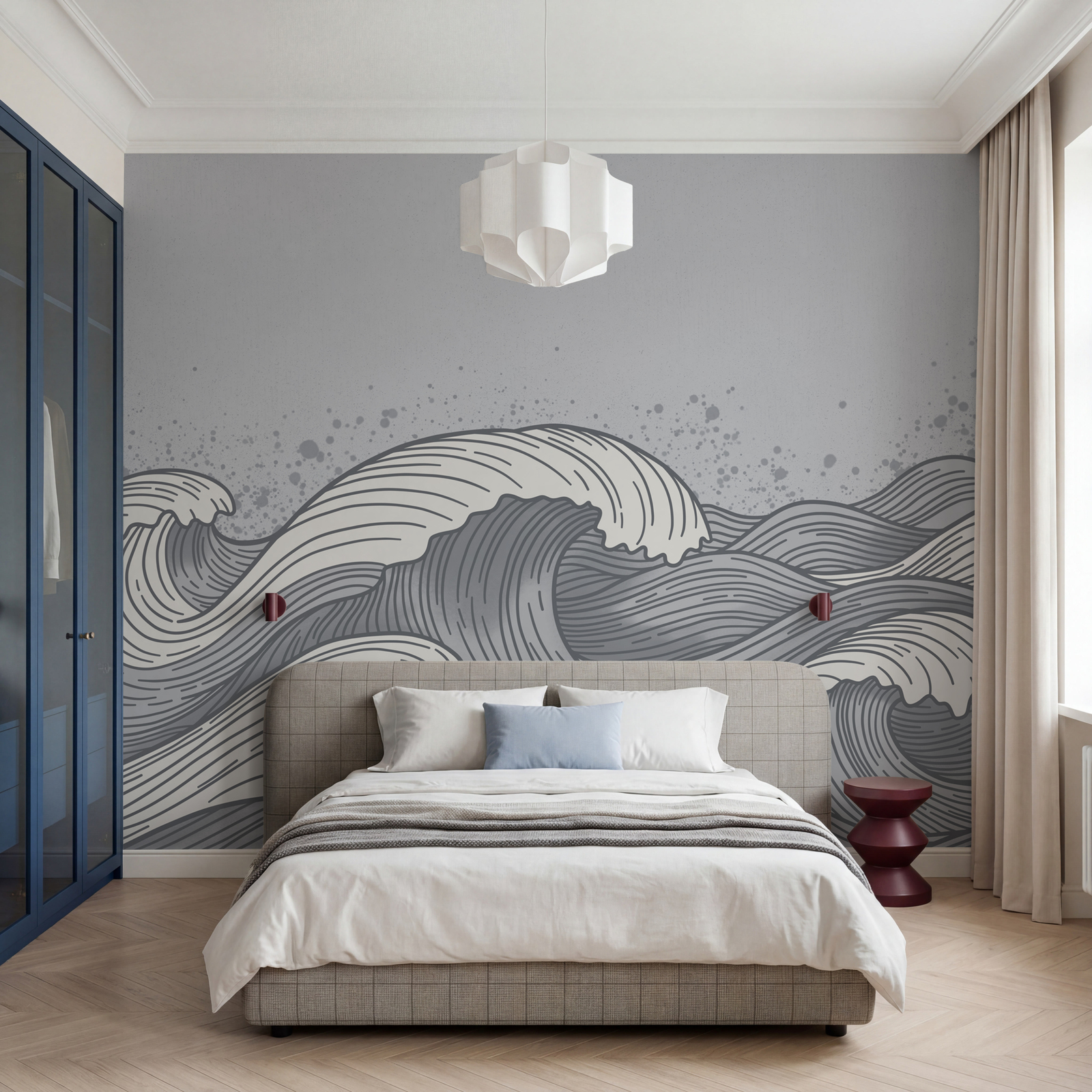 Desenho de ondas no oceano