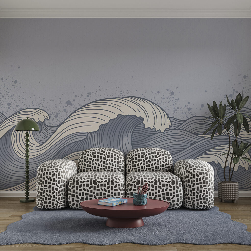 Desenho de ondas no oceano