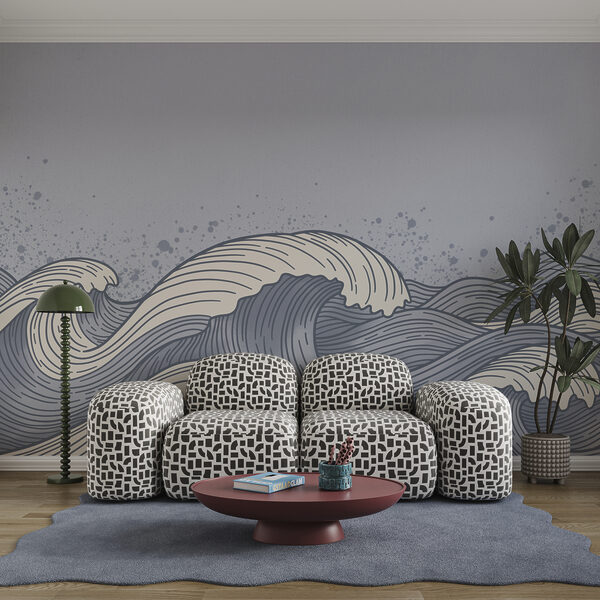 Desenho de ondas no oceano