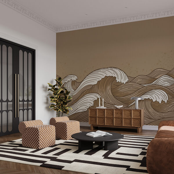 Desenho de ondas em castanho e branco Desenho de ondas em castanho e branco