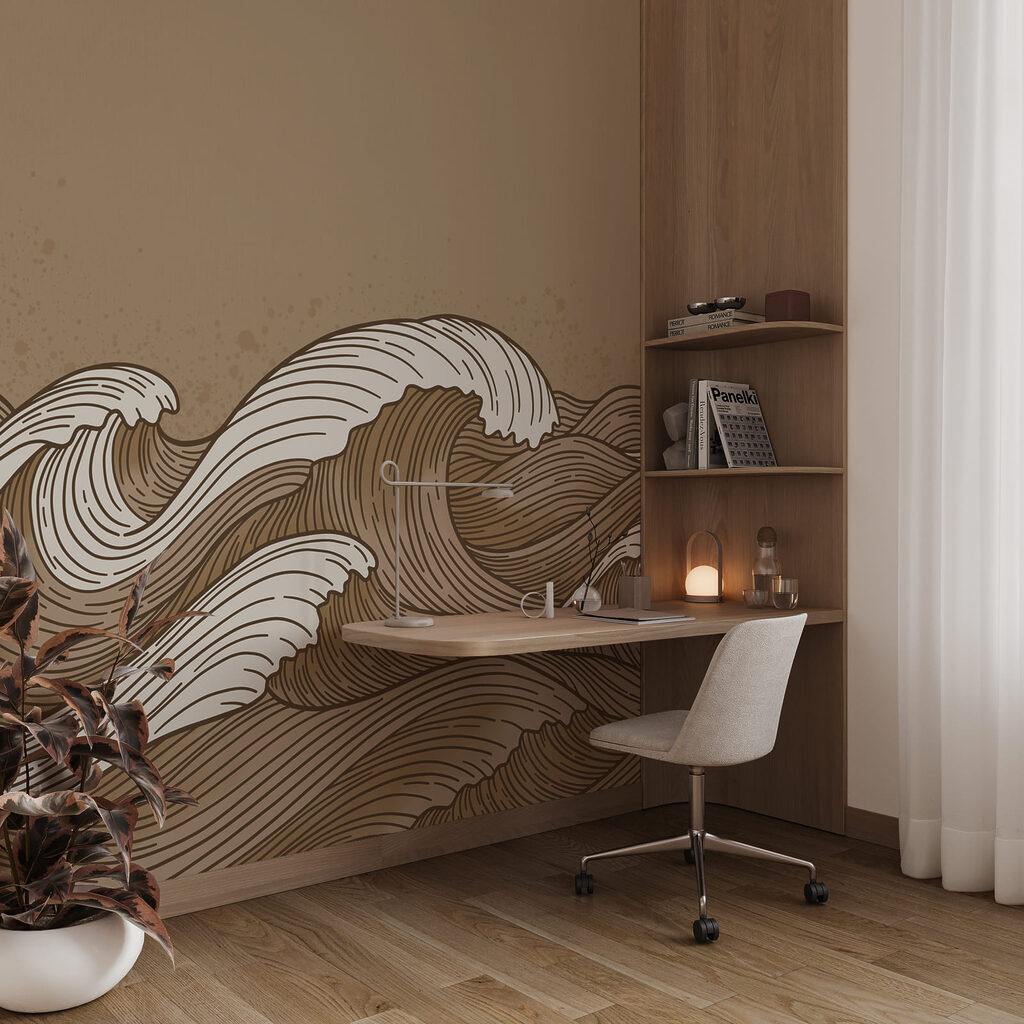 Desenho de ondas em castanho e branco Desenho de ondas em castanho e branco