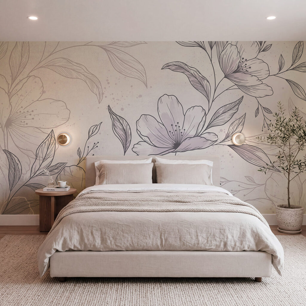 Desenho de flores e folhas