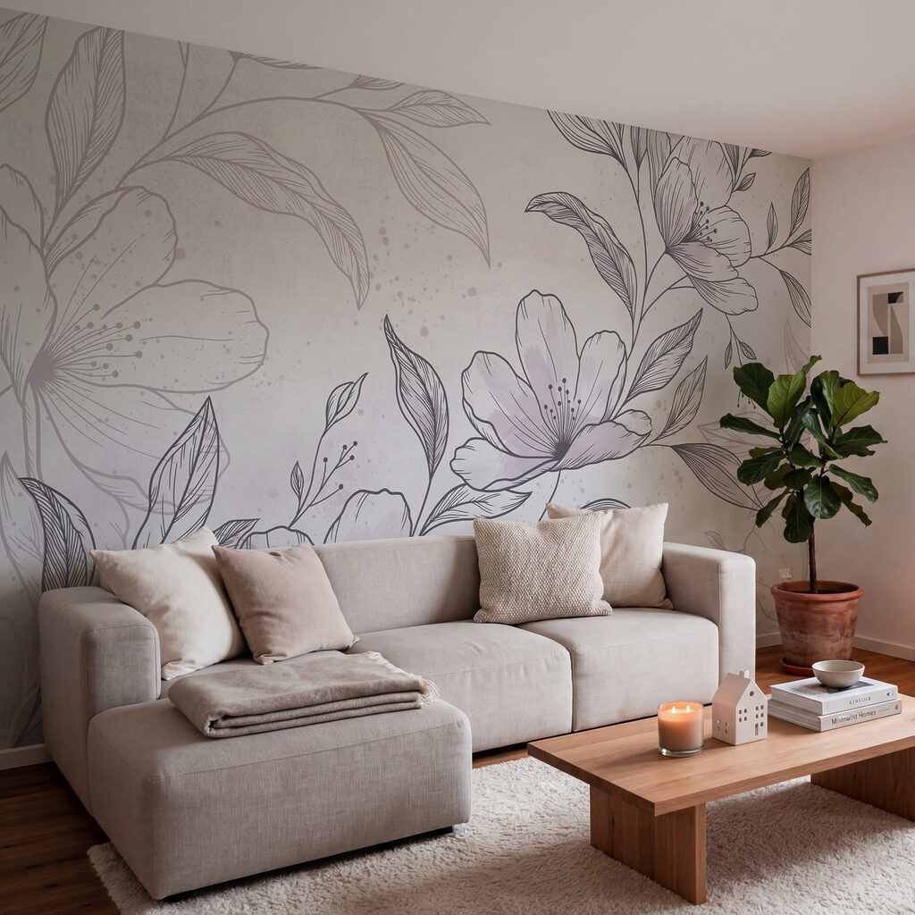 Desenho de flores e folhas
