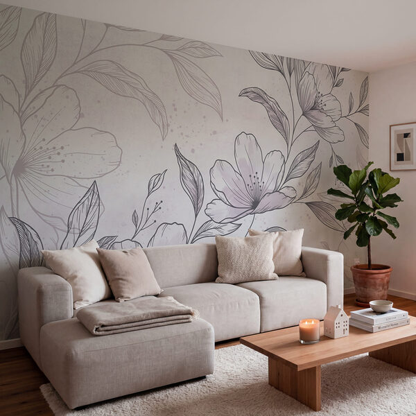 Desenho de flores e folhas