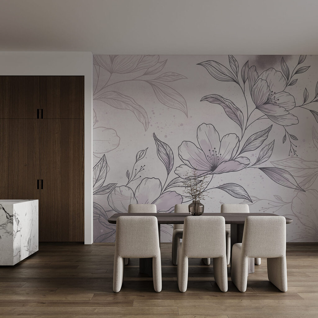 Desenho de flores e folhas