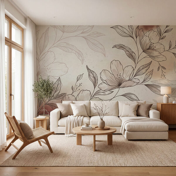 Desenho de flores e folhas