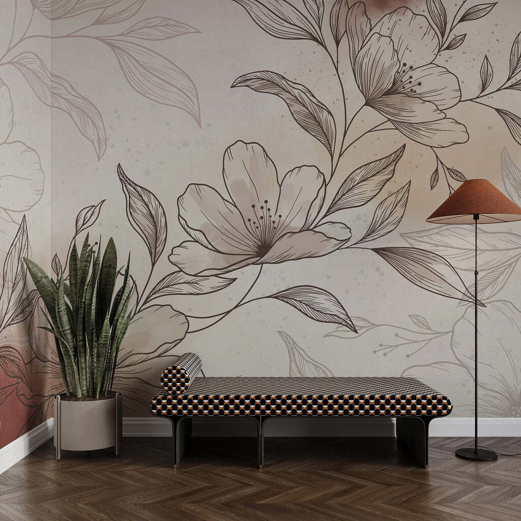 Desenho de flores e folhas