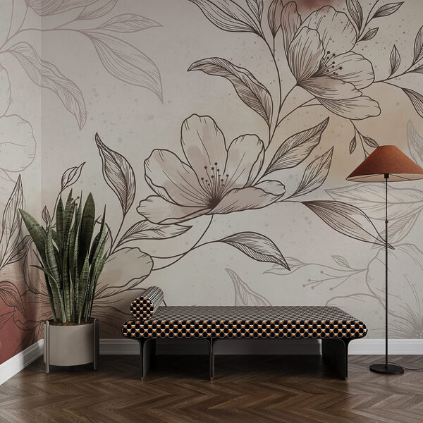 Desenho de flores e folhas