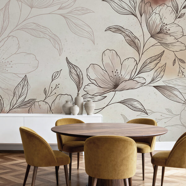 Desenho de flores e folhas