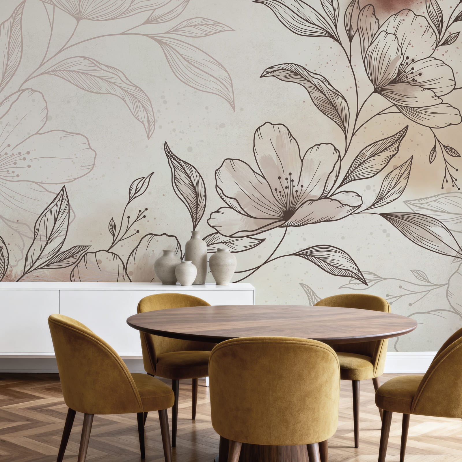 Desenho de flores e folhas