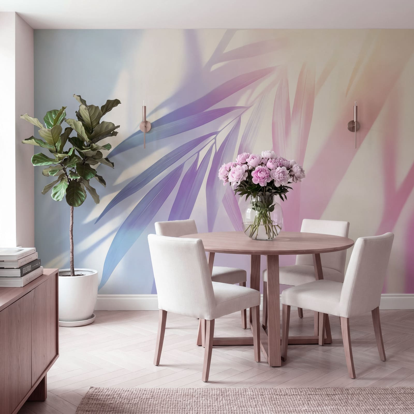 Folhagem delicada com tons suaves em tons pastel