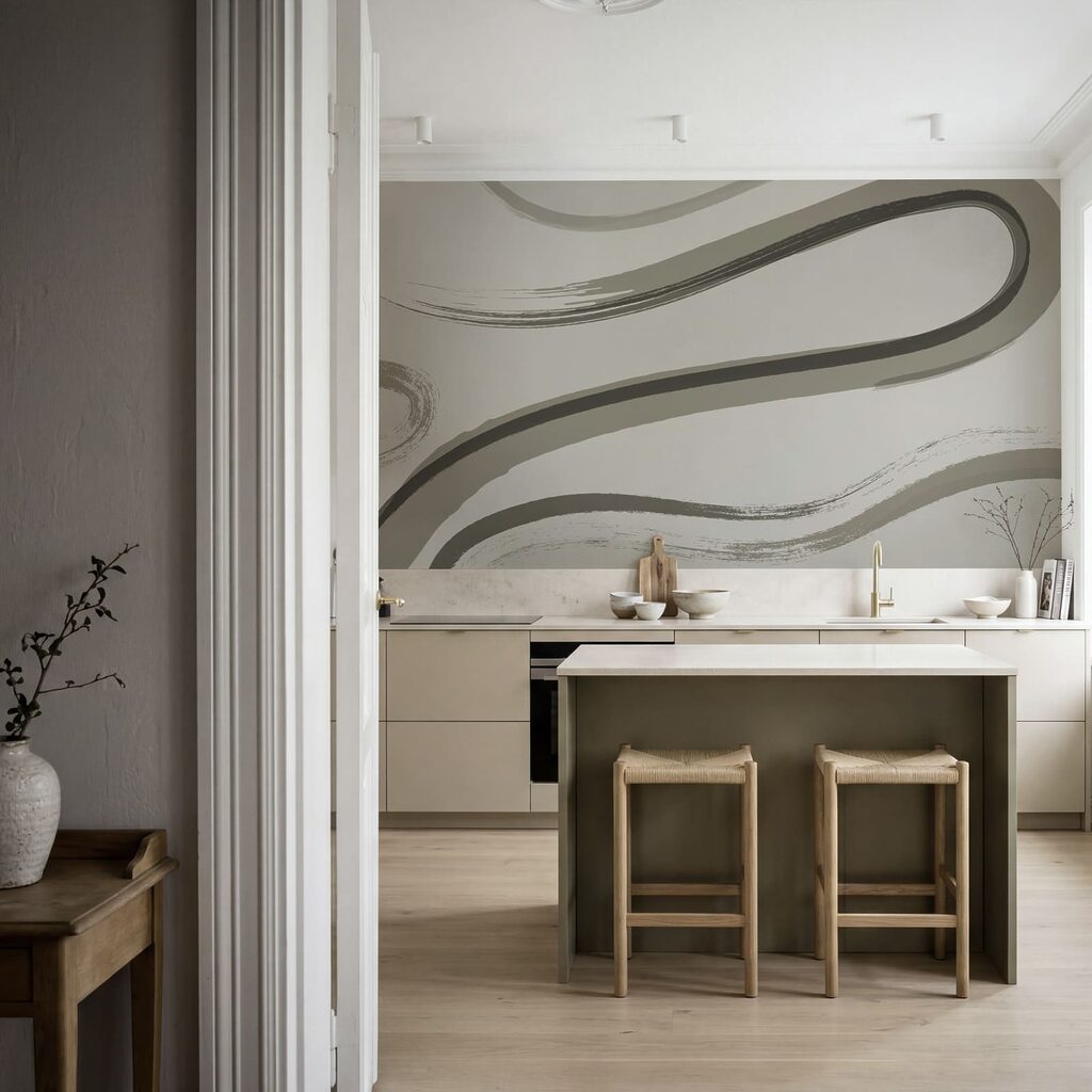 - Ondas abstratas em tons suaves - Ondas abstratas em tons suaves