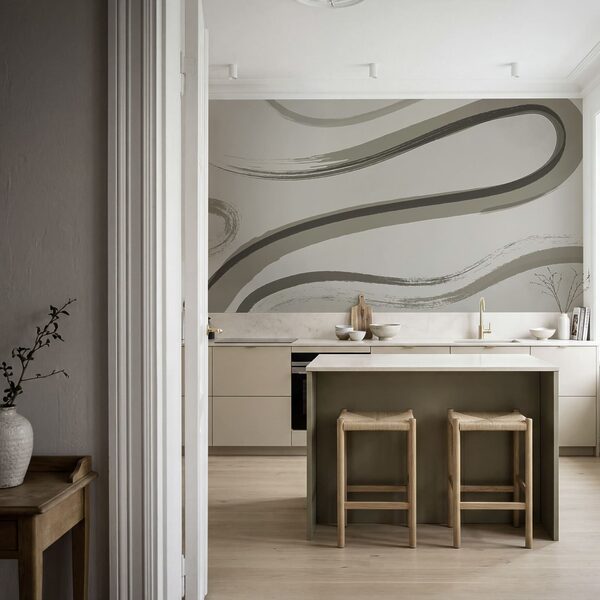 - Ondas abstratas em tons suaves - Ondas abstratas em tons suaves