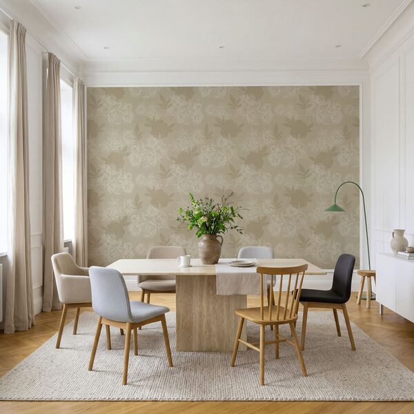 Papel de parede com flores e folhas Papel de parede com flores e folhas