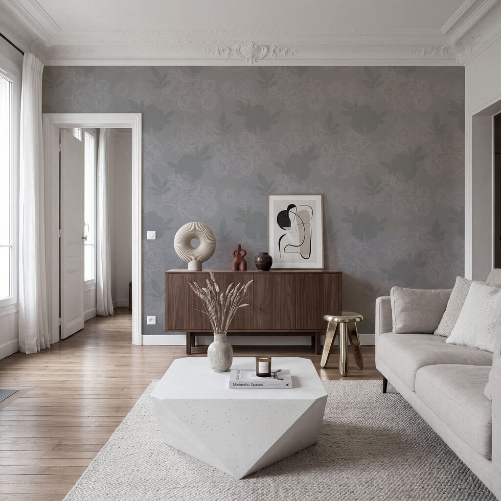 Padrão floral em cinzento e branco Padrão floral em cinzento e branco