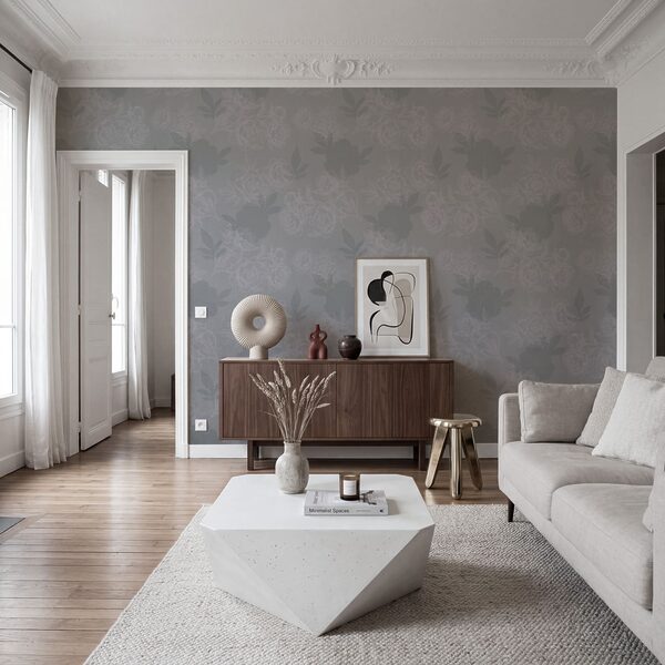 Padrão floral em cinzento e branco Padrão floral em cinzento e branco