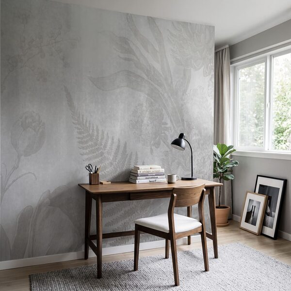 Padrão floral em cinzento e branco Padrão floral em cinzento e branco