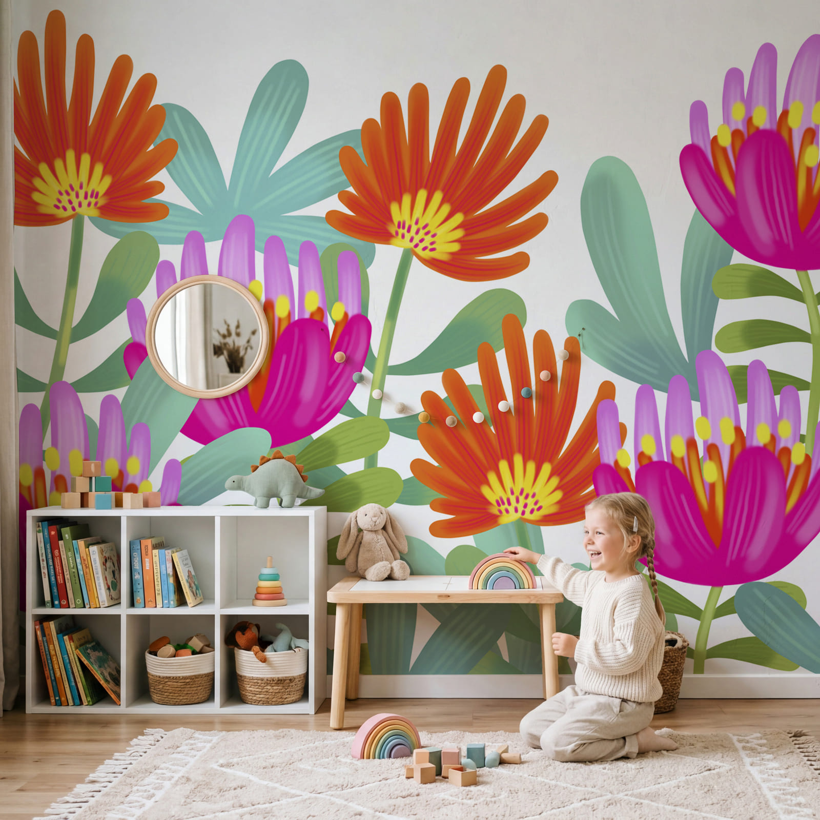 Conjunto de flores coloridas