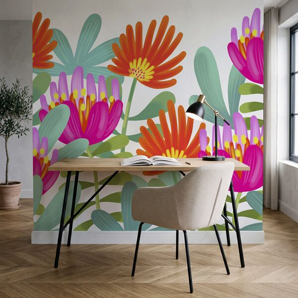 Conjunto de flores coloridas