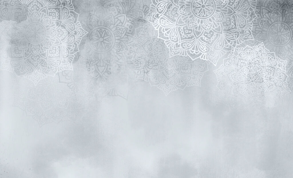 White and grey background with white mandalas