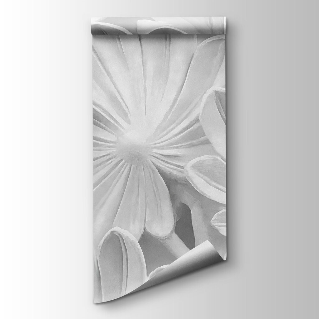 White wall with flowers and leaves White wall with flowers and leaves