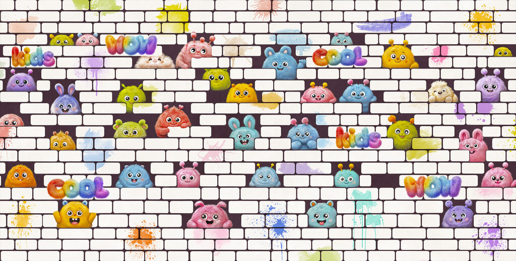 Wall with cartoon characters Wall with cartoon characters